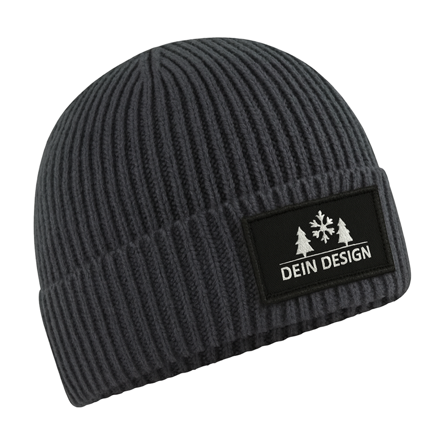 Beanie mit Patch bedruckt