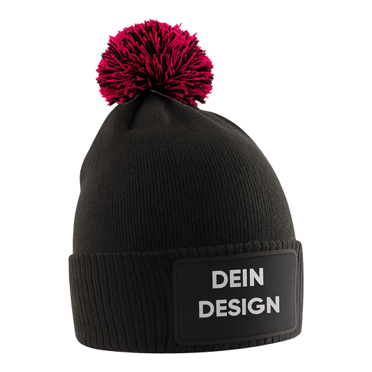 Kinder Snowstar Beanie mit Patch bedruckt