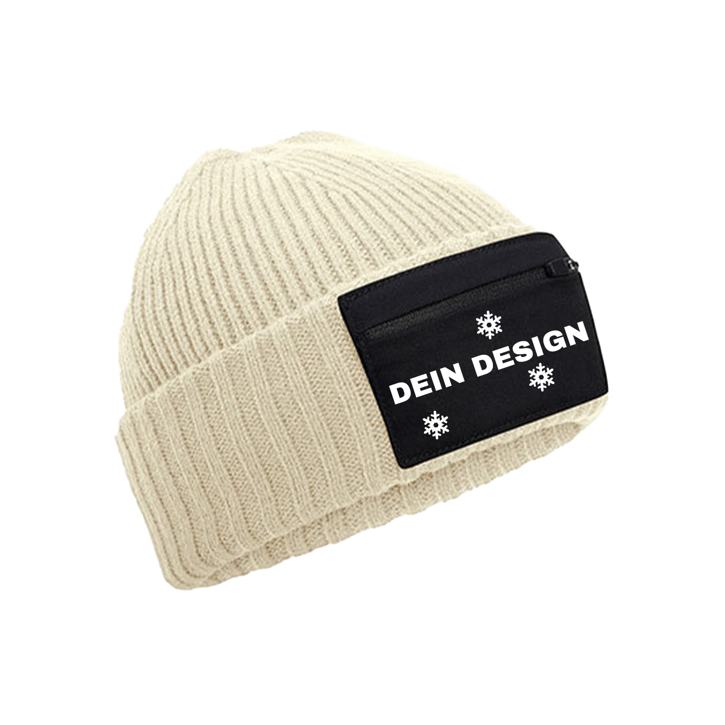 Zip Patch Beanie bedruckt
