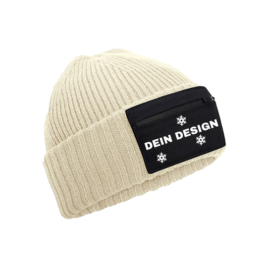 Zip Patch Beanie bedruckt